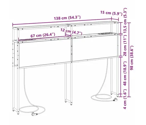Hoiustamispeatoe Riiuliga Suitsutatud Tamm 135 Cm Tehispuit