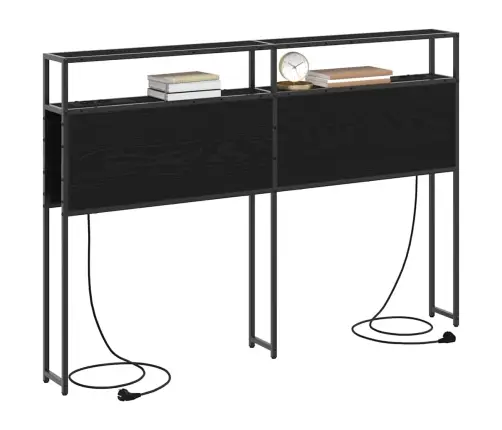 Hoiustamispeatoe Riiuliga Peaga Must Tamm 150 Cm Tehispuit