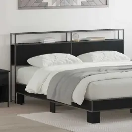 Uzglabāšanas Galvas Balsts Melns Ozols 200 Cm Inženierijas Koks Vidaxl