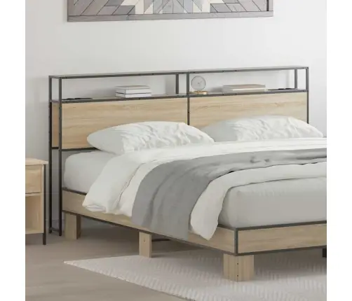 Uzglabāšanas Galvas Balsts Ar Galvas Klāju Ar Uzglabāšanu Sonoma Ozols 200 Cm Vidaxl