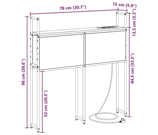 Säilitusega Peatoed Laadimisjaamaga Sonoma Tamm 75 Cm Tehispuit