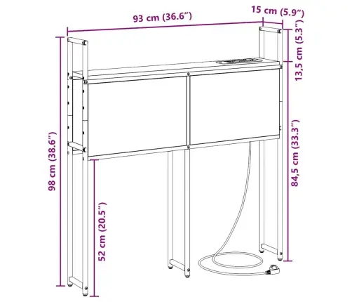 Säilitusega Peatoed Laadimisjaamaga Pruun Tamm 90 Cm Tehispuit