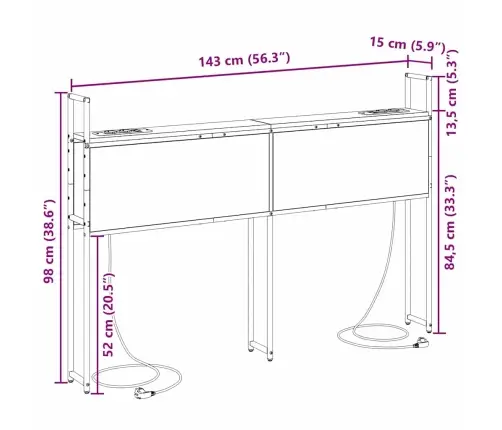Säilitusega Peatoed Laadimisjaamaga Riiuliga Sonoma Tamm 140 Cm