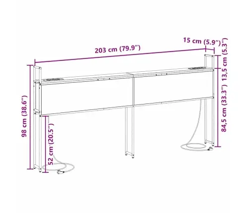 Säilitusega Peatoed Laadimisjaamaga Riiuliga Sonoma Tamm 200 Cm