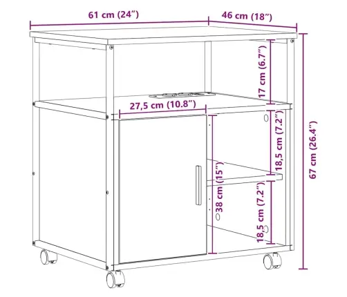 Spintelė Su Krovimo Stotimi Sonoma Ąžuolas 61 X 46 X 67 Cm