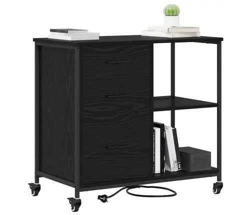 Biroja Skapis Melns Ozols 76 X 41 X 72 Cm Inženierijas Koks Vidaxl