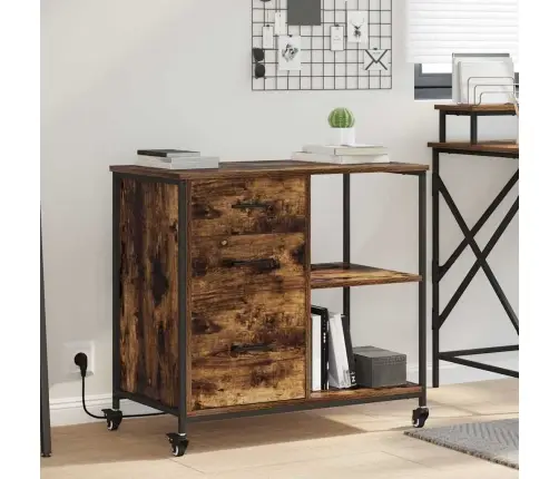 Biroja Skapis Ar Riteni Dūmakaina Ozolkoka 76 X 41 X 72 Cm Vidaxl