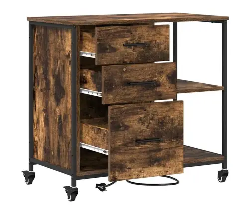 Biroja Skapis Ar Riteni Dūmakaina Ozolkoka 76 X 41 X 72 Cm Vidaxl