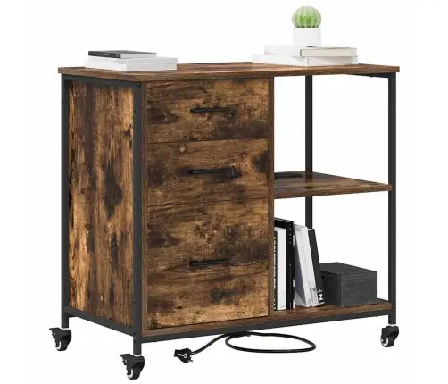 Biroja Skapis Ar Riteni Dūmakaina Ozolkoka 76 X 41 X 72 Cm Vidaxl