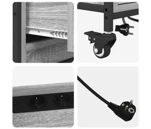 Biroja Skapis Ar Riteni Pelēka Sonomas Ozola 76 X 41 X 72 Cm Vidaxl