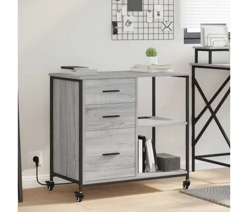 Biroja Skapis Ar Riteni Pelēka Sonomas Ozola 76 X 41 X 72 Cm Vidaxl