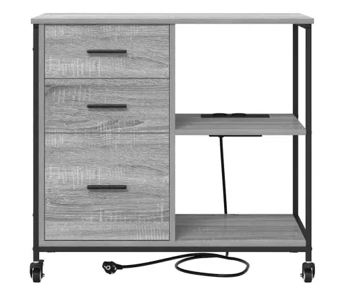 Biroja Skapis Ar Riteni Pelēka Sonomas Ozola 76 X 41 X 72 Cm Vidaxl