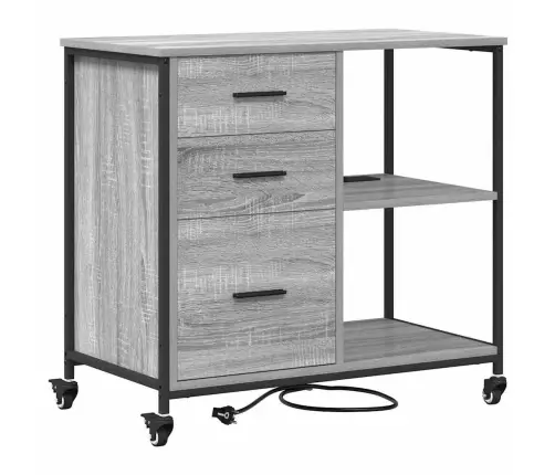 Biroja Skapis Ar Riteni Pelēka Sonomas Ozola 76 X 41 X 72 Cm Vidaxl