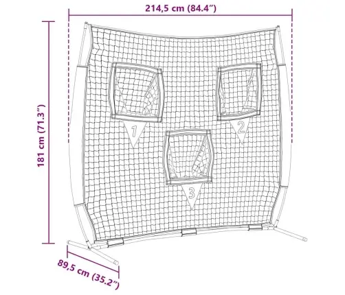 Beisbolo Treniruočių Tinklas Juoda 214,5 X 89,5 X 181 Cm