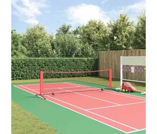 Tenisa Tīkls Melns Un Sarkans 301 X 90.5 X 87 Cm Poliesters Vidaxl