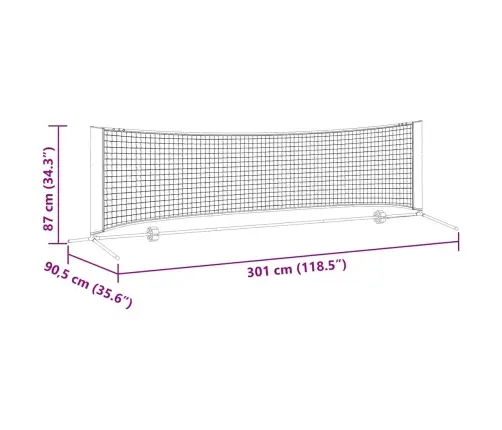 Tenisa Tīkls Melns Un Sarkans 301 X 90.5 X 87 Cm Poliesters Vidaxl