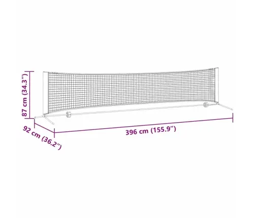 Tenisa Tīkls Melns Un Sarkans 396 X 92 X 87 Cm Poliesters Vidaxl