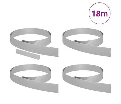 Dārza Zāliena Malas 4 Pcs Sudraba 450 X 10 Cm Cinkots Tērauds Vidaxl