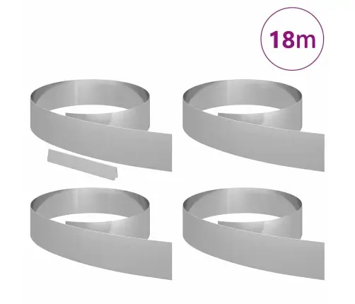 Dārza Zāliena Malas 4 Pcs Sudraba 450 X 15 Cm Cinkots Tērauds Vidaxl