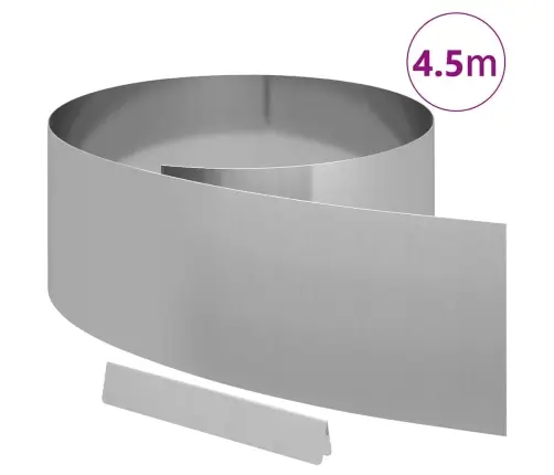 Dārza Zāliena Malas Sudraba 450 X 25 Cm Cinkots Tērauds Vidaxl