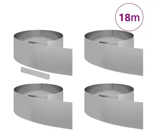 Dārza Zāliena Malas 4 Pcs Sudraba 450 X 25 Cm Cinkots Tērauds Vidaxl