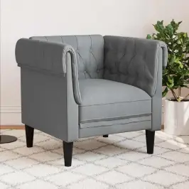 Česterfīlda Dīvāna Krēsls Gaiši Pelēka 78.5 X 74.5 X 74.5 Cm Vidaxl