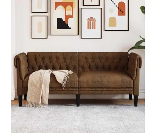 Chesterfield Dīvāns Rombu Raksts Brūna 182.5 X 74.5 X 74.5 Cm Vidaxl