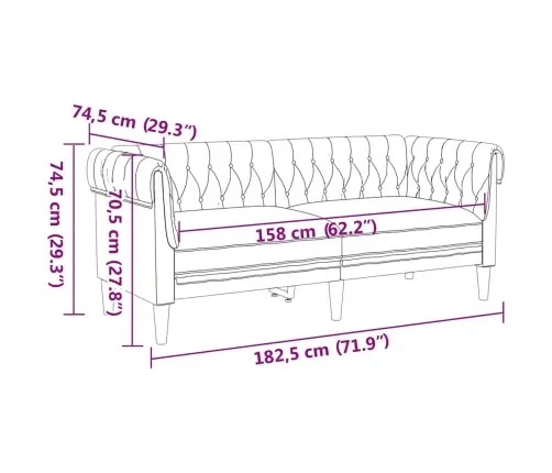Chesterfield Dīvāns Rombu Raksts Brūna 182.5 X 74.5 X 74.5 Cm Vidaxl