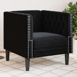Česterfīlda Dīvāna Krēsls Cits Melna 71 X 74.5 X 70.5 Cm Samts Vidaxl