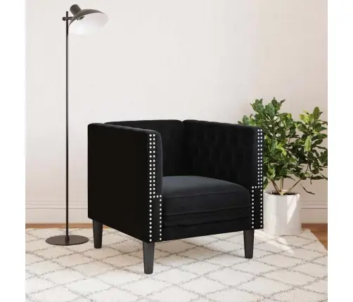 Česterfīlda Dīvāna Krēsls Melna 71 X 74.5 X 70.5 Cm Samts Vidaxl