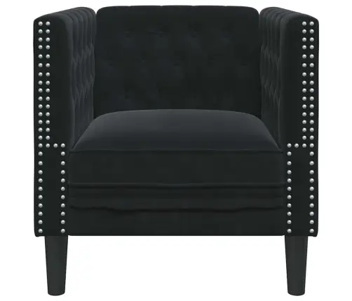 Česterfīlda Dīvāna Krēsls Melna 71 X 74.5 X 70.5 Cm Samts Vidaxl