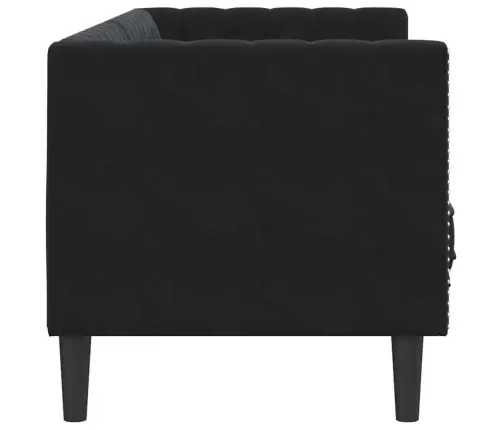 Chesterfield Dīvāns Melna 194 X 74.5 X 70.5 Cm Samts Vidaxl