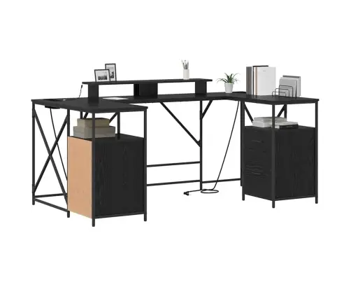 Galds Melni Ozoli 182 X 101 X 87.5 Cm Inženierijas Koks Vidaxl