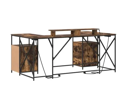 Galds Dūmu Ozols 182 X 101 X 87.5 Cm Inženierijas Koks Vidaxl Galds Dūmu Ozols 182 X 101 X 87.5 Cm Inženierijas Koks Vidaxl