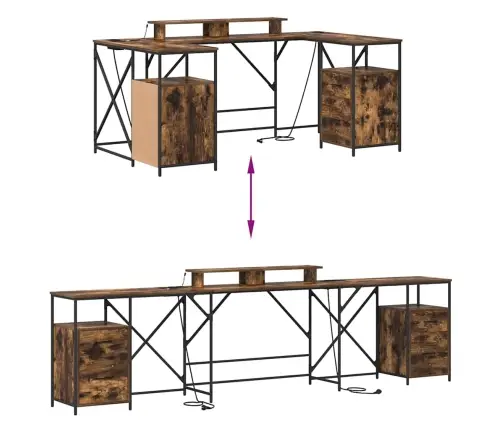 Galds Dūmu Ozols 182 X 101 X 87.5 Cm Inženierijas Koks Vidaxl Galds Dūmu Ozols 182 X 101 X 87.5 Cm Inženierijas Koks Vidaxl