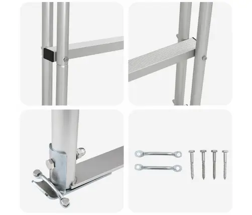 Vidaxl Piestātņu Kāpnes Sudraba 45 X 11.5 X 134 Cm Alumīnijs