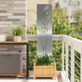 Sodo Privatumo Ekranas „Fretwork“ Sidabro 32 X 140 Cm