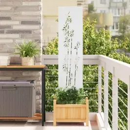 Dārza Privātuma Ekrāns Balts 32 X 140 Cm Auksti Velmēta Tērauds Vidaxl