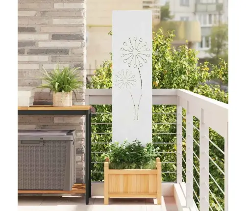 Dārza Privātuma Ekrāns Balts 32 X 140 Cm Auksti Velmēta Tērauds Vidaxl