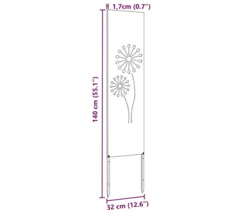 Dārza Privātuma Ekrāns Balts 32 X 140 Cm Auksti Velmēta Tērauds Vidaxl