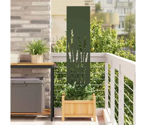 Dārza Privātuma Ekrāns Izriezts Raksts Olīvu Zaļa 32 X 140 Cm Vidaxl