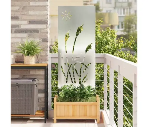 Sodo Privatumo Ekranas „Fretwork“ Sidabro 50 X 140 Cm