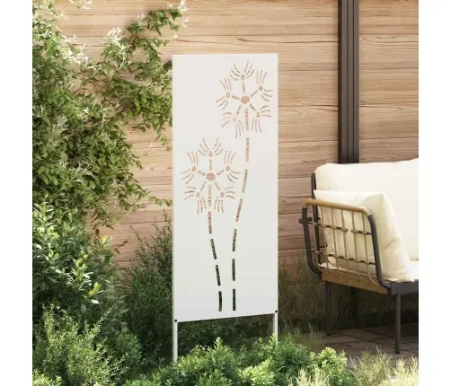 Dārza Privātuma Ekrāns Balts 50 X 140 Cm Auksti Velmēta Tērauds Vidaxl