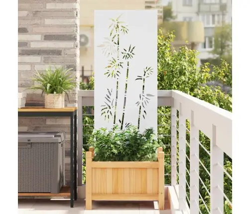 Dārza Privātuma Ekrāns Balts 50 X 140 Cm Auksti Velmēta Tērauds Vidaxl