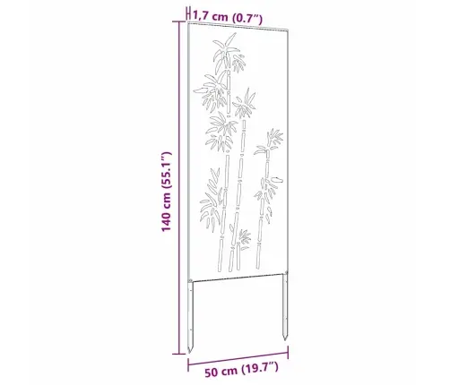 Dārza Privātuma Ekrāns Balts 50 X 140 Cm Auksti Velmēta Tērauds Vidaxl