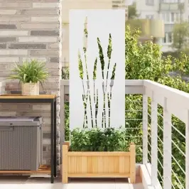 Dārza Privātuma Ekrāns Balts 50 X 140 Cm Auksti Velmēta Tērauds Vidaxl