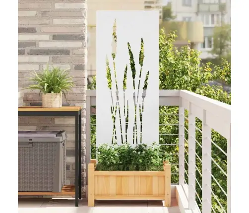 Dārza Privātuma Ekrāns Balts 50 X 140 Cm Auksti Velmēta Tērauds Vidaxl