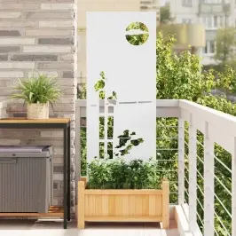 Dārza Privātuma Ekrāns Balts 50 X 140 Cm Auksti Velmēta Tērauds Vidaxl