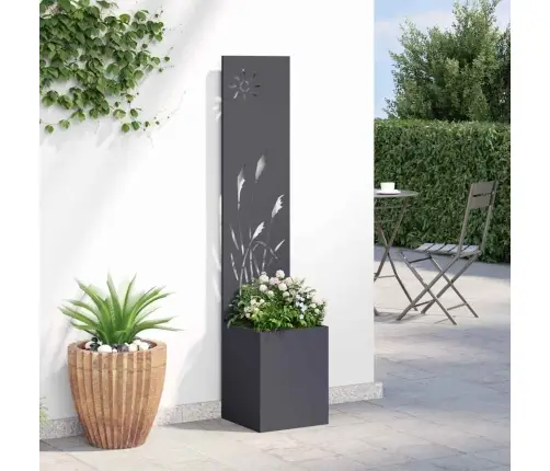 Dārza Stādītājs Ar Dekoratīvu Paneli Antracīta 32 X 140 Cm Vidaxl
