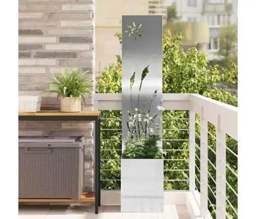 Dārza Stādītājs Ar Dekoratīvu Paneli Sudrabs 32 X 140 Cm Vidaxl